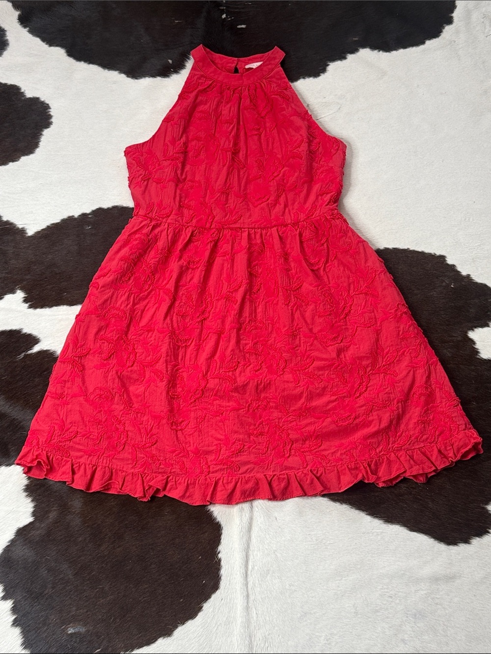 Ted Baker Red Textured Halter Midi Dress
